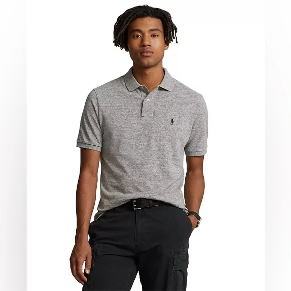 Polo Ralph Lauren | Gray Cotton Mesh Classic Fit Short Sleeve Polo Shirt, Large